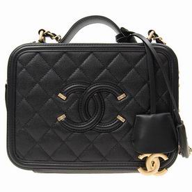 Chanel Rhombus Gold Hardware Caviar Calfskin Cosmetics Case Black A93343C