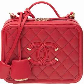 Chanel Rhombus Gold Hardware Caviar Calfskin Mini Cosmetics Case Red A93343CREDGP