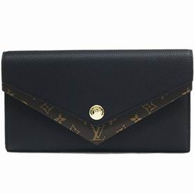 Louis Vuitton Double V Monogram Canvas Fine-grained calf Leather Wallet M64319