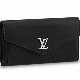 Louis Vuitton Calfskin Leather Mylockme Wallet Black Noir M62530