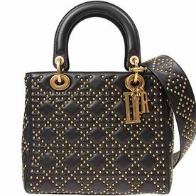 Dior Lady Dior Calfskin Leather Shoulder Bag Black M0579CVNZ900