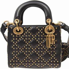 Dior Lady Dior Calfskin Leather Shoulder Bag Black M0577CNOB900
