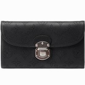 LOUIS VUITTON MAHINA LEATHER AMELIA WALLET IN NOIR M58074