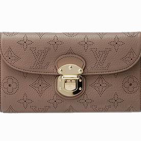 LOUIS VUITTON MAHINA LEATHER AMELIA WALLET IN DEEP POUDRE M58126