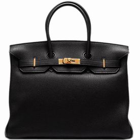 Hermes Birkin 40 Clemence Leather Bag In Black(Gold) H1044-BG