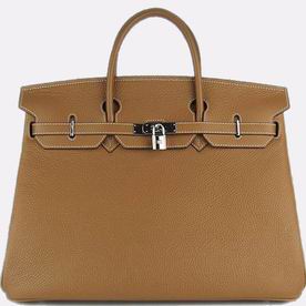 Hermes Birkin 40 Clemence Leather Bag Light Brown(Silver) H1044-LS