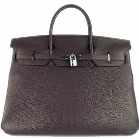 Hermes Birkin 40 Clemence Leather Bag Deep-Brown(Silver) H1044-DB