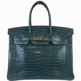 Hermes Porosus Crocodile 35cm Birkin Bag Palladium Hardware Hand Sewing H1030CGS