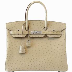 Hermes Ostrich 35cm Birkin Bag Palladium Hardware Hand Sewing H1035COG