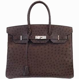 Hermes Birkin 35 Ostrich Marron Fonce Brown H1035OCS Hand Sewing H1035OCS