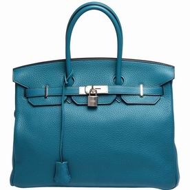 Hermes Togo Clemence Leather 35cm Birkin Bag Silvery Hardware Hand-Sewing H1035TRQ