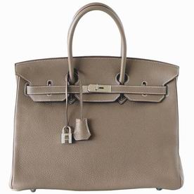 Hermes Clemence Leather 35cm Birkin Bag Palladium Hardware Hand Sewing H1035NFD