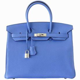 Hermes Clemence Leather 35cm Birkin Bag Palladium Hardware Hand-Sewing H1035LBS