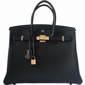 Hermes Birkin 35cm Togo Leather Black Gold Hardware Hand-Sewing H1043BLA