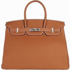 Hermes Birkin 35 Fjord Leather Palladium Hardware Caramel Coffee BK35-37-TG-R-N