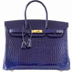 Hermes Birkin 35 Real Crocodile Palladium Hardware Blue Sapphire Hand-sewing HR1035DBG