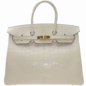 Hermes Birkin 35 Gray Crocodile Gold Hardware Hand-sewing BK358LMC