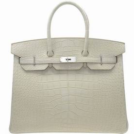 HERMES BIRKIN 35 REAL CROCODILE APRICOT SILVER HARDWARE BK351FAP