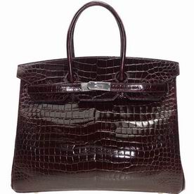 Hermes Birkin 35cm Real Crocodile Palladium Hardware Deep Coffee BK3557SSP