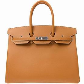 Hermes Light Coffee Epsom Leather Birkin 35cm Silver Hardware Hand-sewing BK351EPS