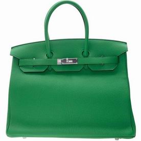 Birkin 35 Deep Green Bambou Togo Leather Silver Hardware Hand-sewing BK351KSS