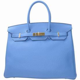 Hermes Light Blue Togo Leather Birkin 35 Gold Hardware Hand-sewing BK352TG