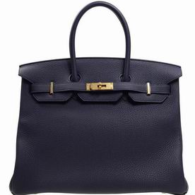 Hermes Birkin 35 Togo Leather Deep Blue Gold Hardware Hand-sewing BK352ZG