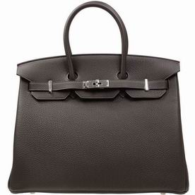 Hermes Macassar Togo Leather Birkin 35cm Coffee Silver Hardware Hand-Sewing BK353STG