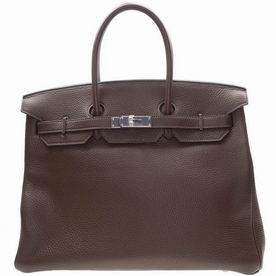 Hermes Togo Leather Birkin 35cm Deep Coffee Silver Hardware Hand-Sewing BK354HTG