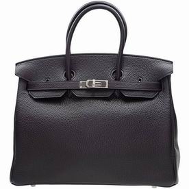 Hermes Deep Purple Togo Leather Birkin 35cm Silver Hardware Hand-Sewing BK353WS