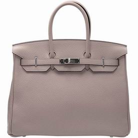 Hermes Pale Pinkish Grey Togo SS Leather Birkin 35cm Silver Hardware Hand-Sewing BK354WTGS