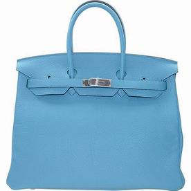 Hermes Light Blue Togo Leather Birkin 35cm Silver Hardware Hand-Sewing BK357BTGCK