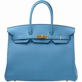 Hermes Light Blue Togo Leather Birkin 35cm Gold Hardware Hand-Sewing BK357BTGGP