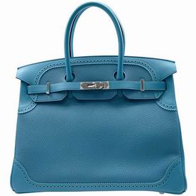 Hermes Turquoise Epsom Birkin 35cm Ghillies Silver Hardware Hand-Sewing BK357BGHSS