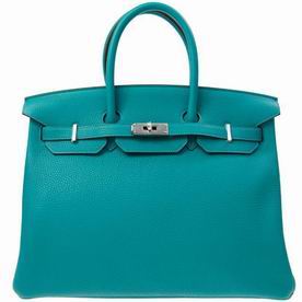 Hermes 7F Green Togo Leather Birkin 35cm Silver Hardware Hand-Sewing BK357FTYK