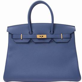 Hermes 7E Blue Togo Leather Birkin 35cm Gold Hardware Hand-Sewing BK357ETGGP