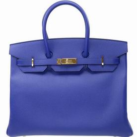 Hermes 7T Blue Epsom Leather Birkin 35cm Gold Hardware Hand-Sewing BK357TEGGT
