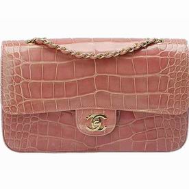 Chanel Real Crocodile Classic Coco Bag Gold Chain Pink A51457