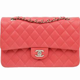 Chanel Pink Lambskin Medium Size Coco Flap Bag Silver Chain A58600Y06500