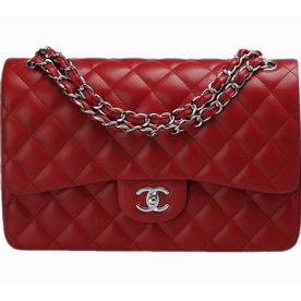Chanel Lambskin Jumbo Double Flap Bag RED(Silver) A58600RLD