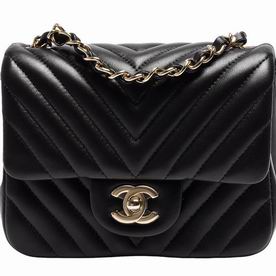 CHANEL Mini Coco Flap Gold Hardware Lambskin Bag in Black C7090713