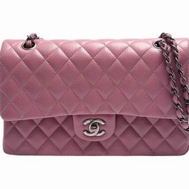 CHANEL Classic Rhomboids Caviar Calfskin Flap CoCo Bag Gray Purple C7071701