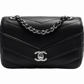 Chanel Big CC V Caviar Calfskin Flap Shouldbag Black A881848