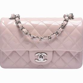 Chanel Patent Silver Chain Mini Coco Flap Bag Skin Pink A598099