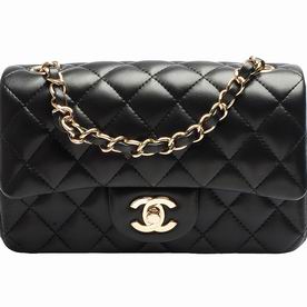Chanel Lambskin Gold Chain Mini Coco Flap Bag Black A65051D