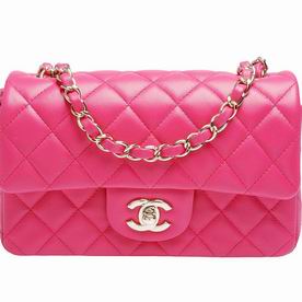 Chanel Lambskin Gold Chain Mini Coco Flap Bag Peach Red A598894
