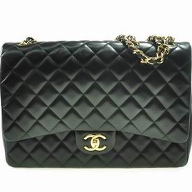 Chanel Lambskin Maxi Double Flap Coco Bag Gold Chain A47600LSB