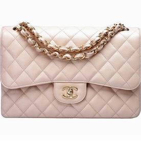 Chanel Caviar Gold Chain Jumbo Coco Flap Bag Light Pink A58600PINK