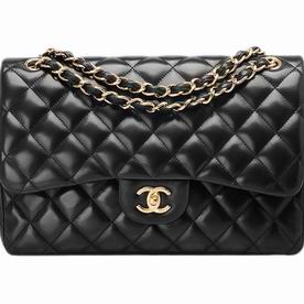 Chanel Lambskin Gold Chain Jumbo Double Flap Bag Black A50995BL