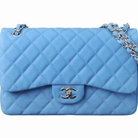 Chanel Blue Caviar Jumbo Coco Flap Bag Silver Chain A58600B-BLU